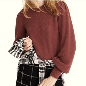 Madewell Baybrook Pullover Sweater Puff Sleeve Ribbed S
